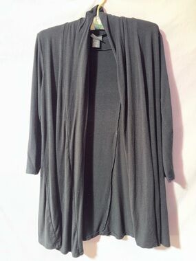 Covington Black Open-Front Draped Cardigan